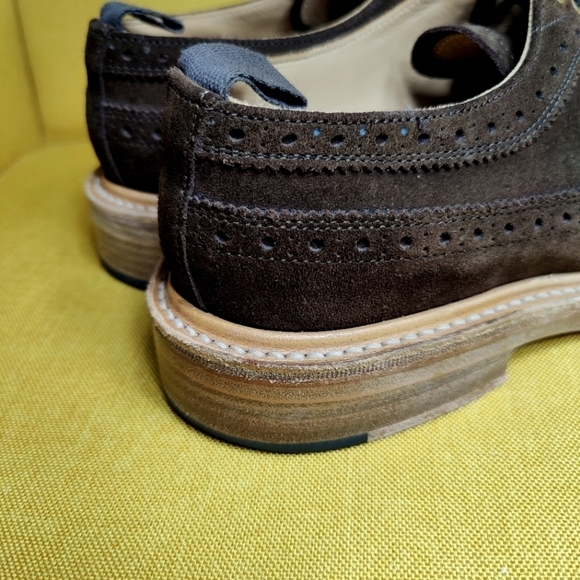 END. X TRICKER'S RICHARD GOLOSH BROGUE Chocolate Repello Suede LIMITED Men's 7.5 - Picture 8 of 13